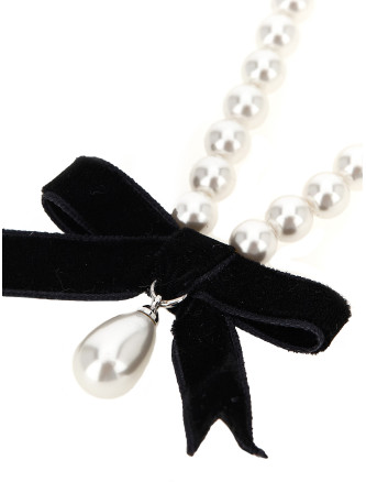 Ожерелье SELF PORTRAIT 'Black Bow Pearl' (AW26606NWWHITE) #