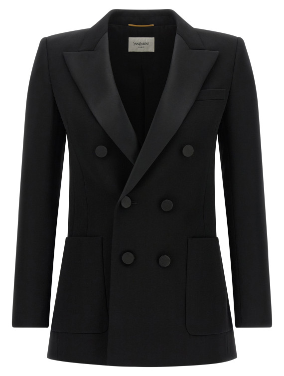 Пиджак, костюм SAINT LAURENT Satin lapel blazer (665488Y7E631000) #1