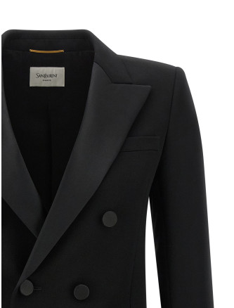 Пиджак, костюм SAINT LAURENT Satin lapel blazer (665488Y7E631000) #
