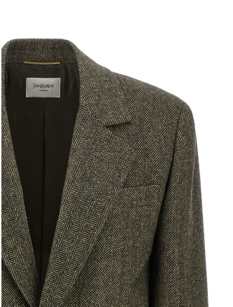 Пиджак, костюм SAINT LAURENT Herringbone blazer (866250Y3L222012) #