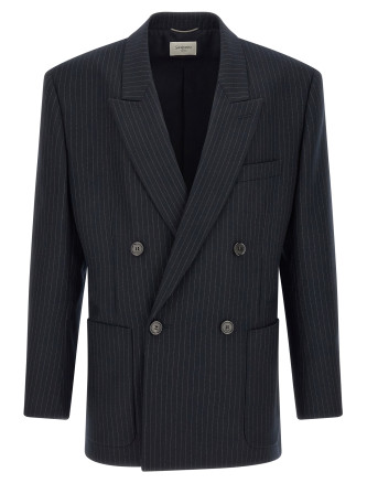 Блейзер SAINT LAURENT Pinstriped double-breasted blazer