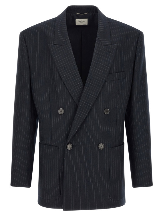 Блейзер SAINT LAURENT Pinstriped double-breasted blazer (876230Y1I744050) #1