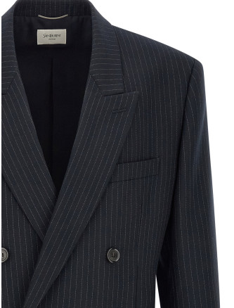 Блейзер SAINT LAURENT Pinstriped double-breasted blazer (876230Y1I744050) #