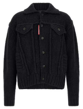Свитер, кардиган DSQUARED2 Logo patch cardigan