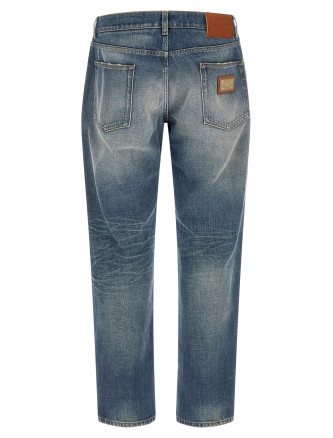 Джинсы DOLCE & GABBANA Destroyed logo plaque jeans (GP02XDG8PO5S9001) #