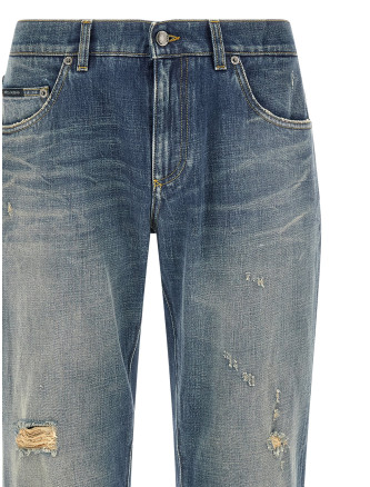 Джинсы DOLCE & GABBANA Destroyed logo plaque jeans (GP02XDG8PO5S9001) #