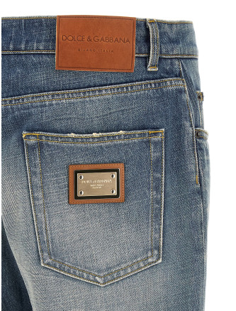 Джинсы DOLCE & GABBANA Destroyed logo plaque jeans (GP02XDG8PO5S9001) #