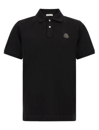 Поло MONCLER Leather logo patch polo shirt