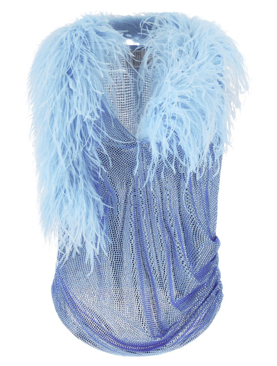 Вечерний топ GIUSEPPE DI MORABITO Mesh and feather top (07PFTO427FC1671680) #1