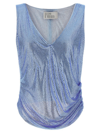 Вечерний топ GIUSEPPE DI MORABITO Mesh and feather top (07PFTO427FC1671680) #