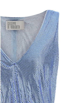 Вечерний топ GIUSEPPE DI MORABITO Mesh and feather top (07PFTO427FC1671680) #