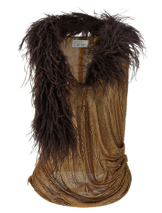 Вечерний топ GIUSEPPE DI MORABITO Mesh and feather top