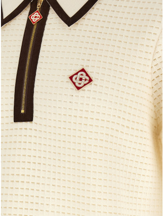 Поло CASABLANCA 'Waffle stitch' (MAW26KW148001WOOLWHITE) #