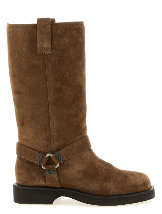 Сапоги BRUNELLO CUCINELLI Monile suede boots