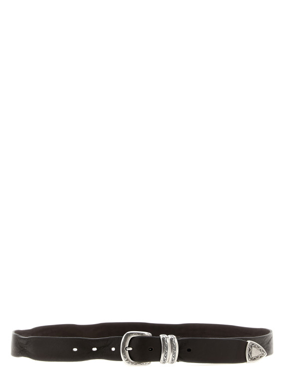 Белдік ZERBINI CLAUDIO Aged leather belt (265630TRITTICOTMORO) #1