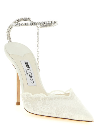 Высокие каблуки JIMMY CHOO 'Saeda' (SAEDA100GQVIVORYCRYSTAL) #