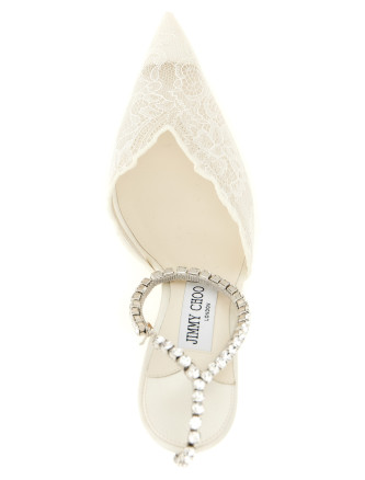Высокие каблуки JIMMY CHOO 'Saeda' (SAEDA100GQVIVORYCRYSTAL) #