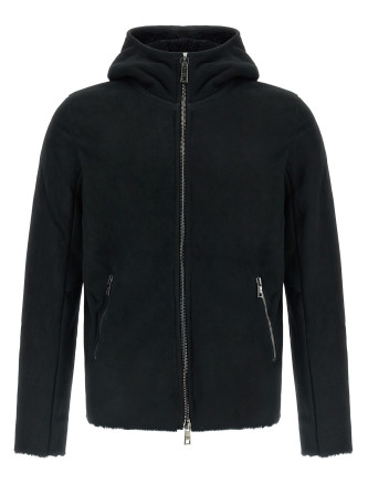 Худи GIORGIO BRATO Velour leather hoodie