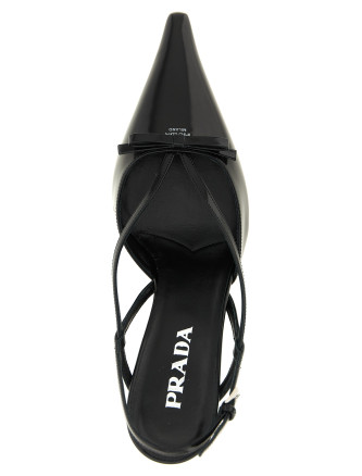 Высокие каблуки PRADA Brushed Leather Slingback Pumps (1I675OF075055F0002) #
