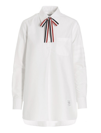 Блузка THOM BROWNE Logo pussy bow blouse