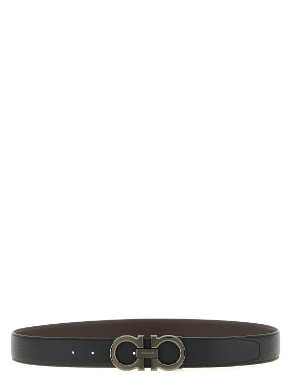 Ремень FERRAGAMO 'Doppio Gancini' (689134NEROHICKORY) #1