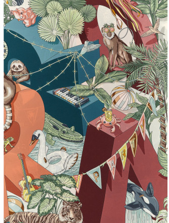 Шарф FERRAGAMO 'Jungle Party' (795106RUSTPETROLIO) #