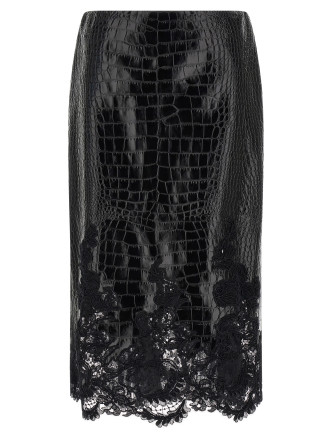 Юбка ERMANNO SCERVINO Coconut print sheath skirt with lace