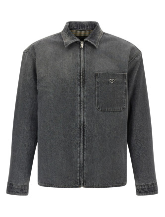 Рубашка PRADA Denim shirt with zip