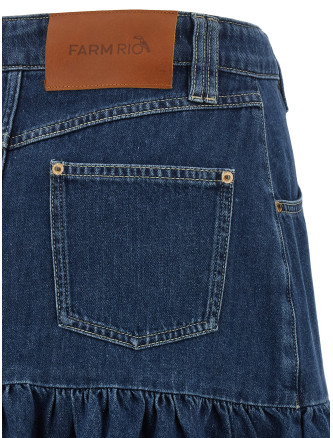 Мини-юбка FARM RIO Denim skirt with flounces (374736L0034) #
