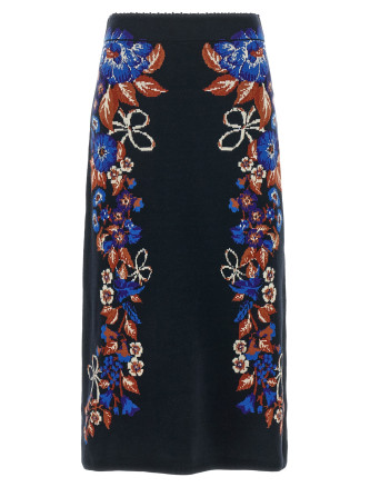 'Bow Garden Knit' intarsia skirt