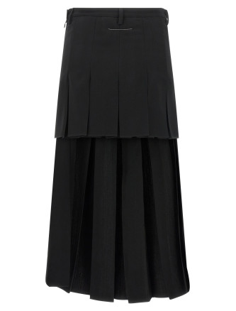 Миди юбка MM6 MAISON MARGIELA Overlapping pleated skirt (S62ME0048M35436900) #