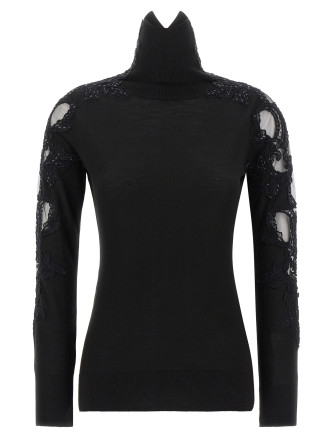 Свитер ERMANNO SCERVINO High neck with lace inserts