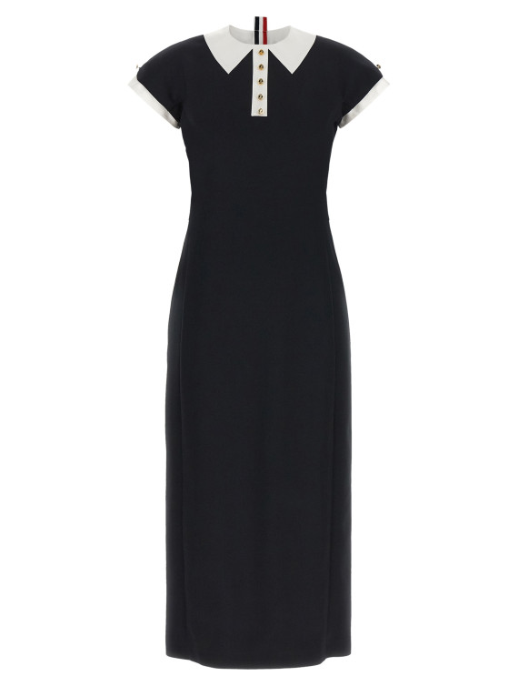Платье миди THOM BROWNE Polo dress with intarsia and RWB detail (FDSF51CF1199415) #1