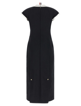 Платье миди THOM BROWNE Polo dress with intarsia and RWB detail (FDSF51CF1199415) #