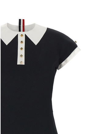 Платье миди THOM BROWNE Polo dress with intarsia and RWB detail (FDSF51CF1199415) #
