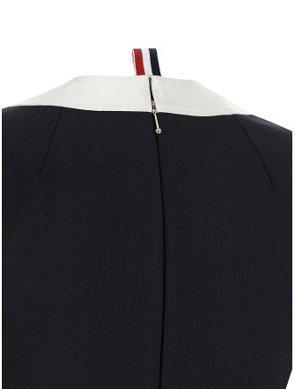 Платье миди THOM BROWNE Polo dress with intarsia and RWB detail (FDSF51CF1199415) #