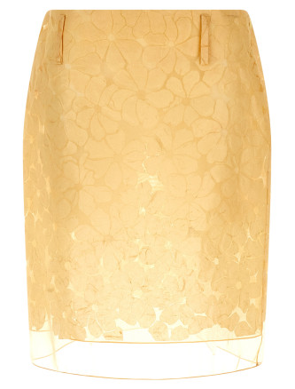 Юбка миди MARNI Straight skirt with floral pattern