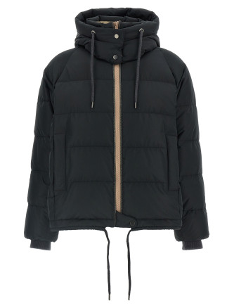 Пуховик BRUNELLO CUCINELLI Down jacket with knit and jewel details