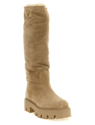 Сапоги PRADA High suede boots with logo (1W595OFZF50054F0F24) #