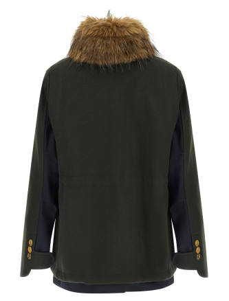 Куртка SACAI Wool coat with fur insert (2608755505) #