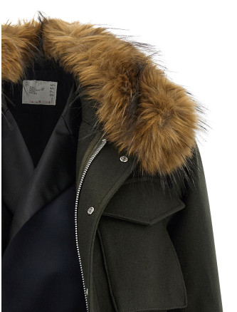 Куртка SACAI Wool coat with fur insert (2608755505) #