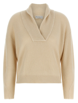 Свитер BRUNELLO CUCINELLI Shawl neck ribbed sweater