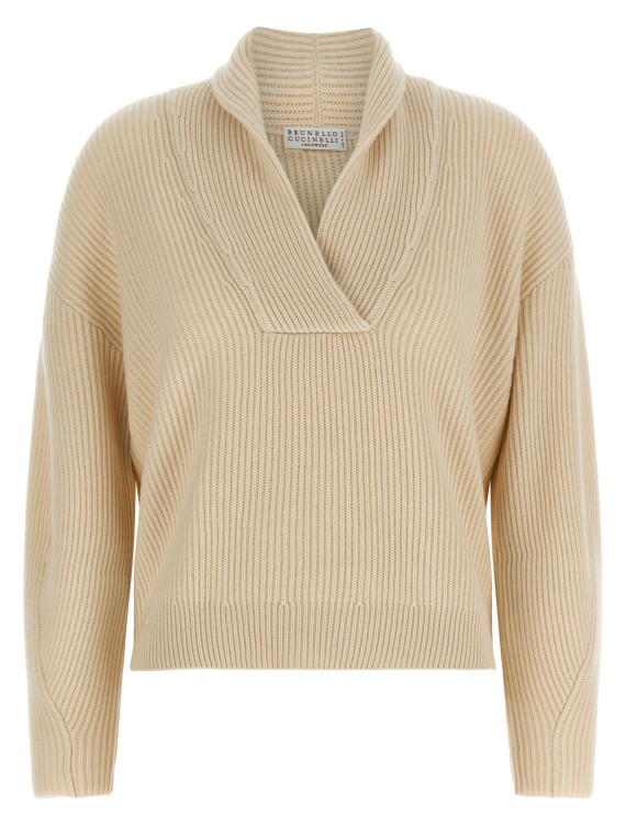 Свитер BRUNELLO CUCINELLI Shawl neck ribbed sweater (M12750802C9777) #1
