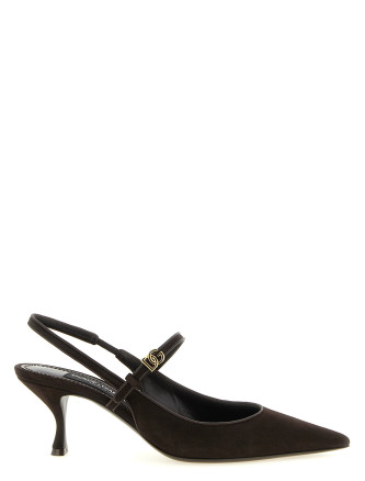 Каблуки средней высоты DOLCE & GABBANA Suede slingbacks
