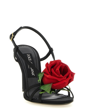 Босоножки DOLCE & GABBANA Satin sandals with flower (CR2029A06208S574) #