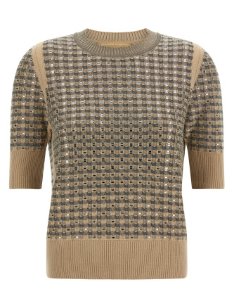 Футболка ERMANNO SCERVINO Check knit with crystals