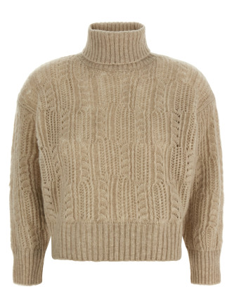 Openwork turtleneck sweater