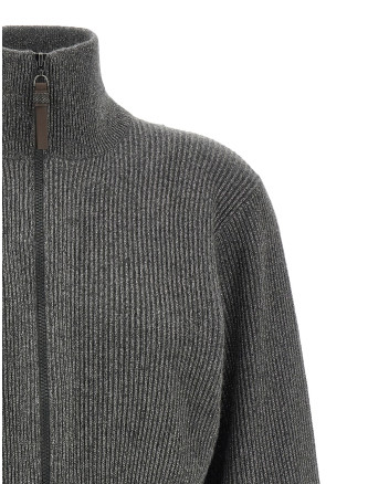 Кардиган BRUNELLO CUCINELLI Ribbed cardigan with leather detail (M1E224716CZN54) #