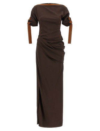 Платье макси FERRAGAMO Dress with leather straps