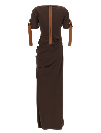 Платье макси FERRAGAMO Dress with leather straps (795757EXPRESSO) #